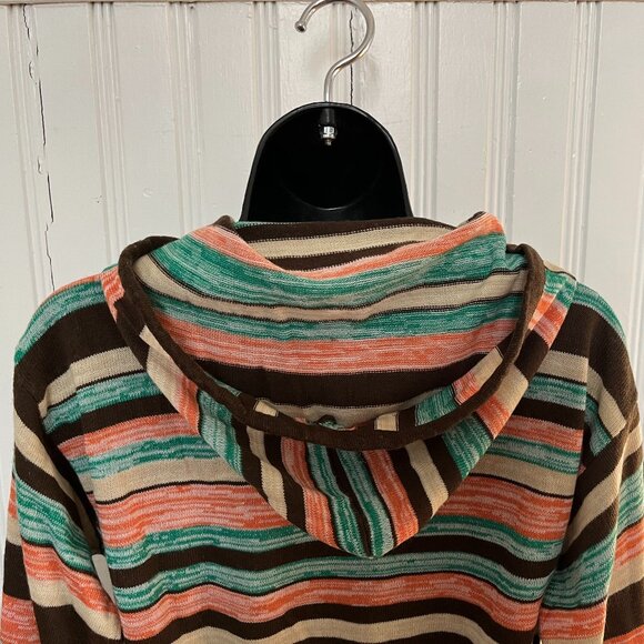 Vintage 70's Striped Hooded Tunic with Bell Sleeves, Size 38 (US S) - Picture 6 of 13